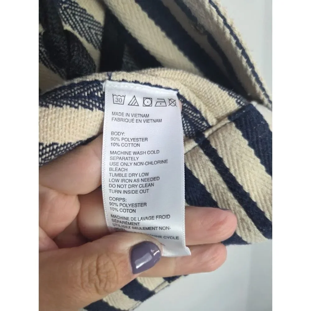 Urban Outfitters Beige & Black Stripped Utility/Barn Cotton Button Jacket Medium
